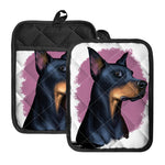 Dobermann Portrait Print Pot Holders With Pocket