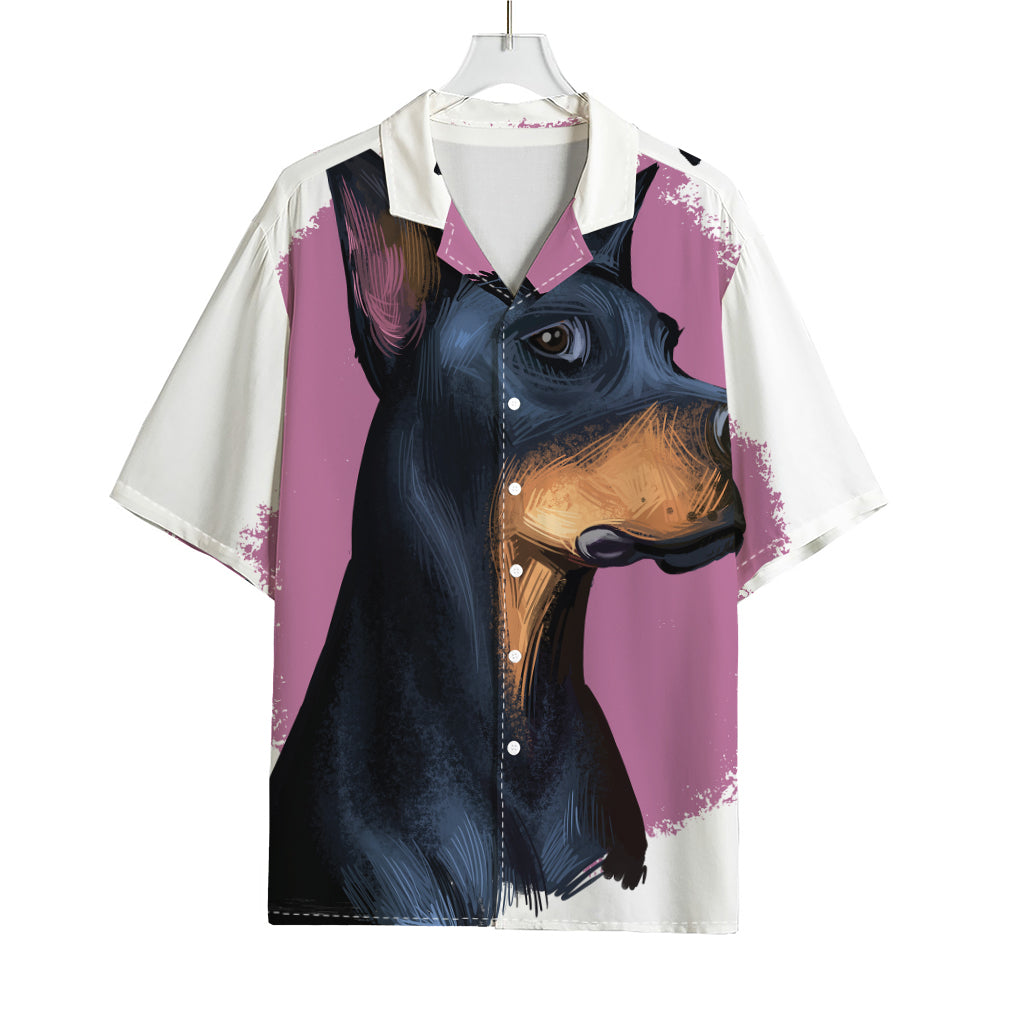 Dobermann Portrait Print Rayon Hawaiian Shirt