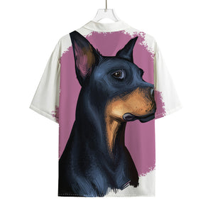 Dobermann Portrait Print Rayon Hawaiian Shirt