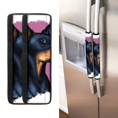 Dobermann Portrait Print Refrigerator Handle Covers