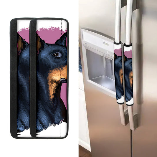 Dobermann Portrait Print Refrigerator Handle Covers