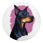 Dobermann Portrait Print Round Blanket