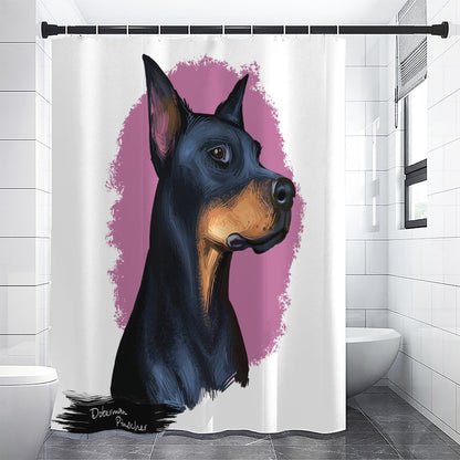 Dobermann Portrait Print Shower Curtain
