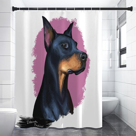 Dobermann Portrait Print Shower Curtain