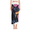 Dobermann Portrait Print Side Slit Maxi Skirt