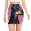 Dobermann Portrait Print Side Slit Mini Skirt