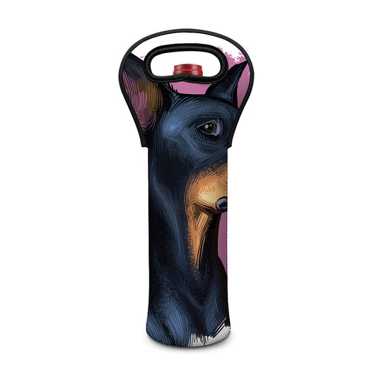Dobermann Portrait Print Single Neoprene Wine Tote