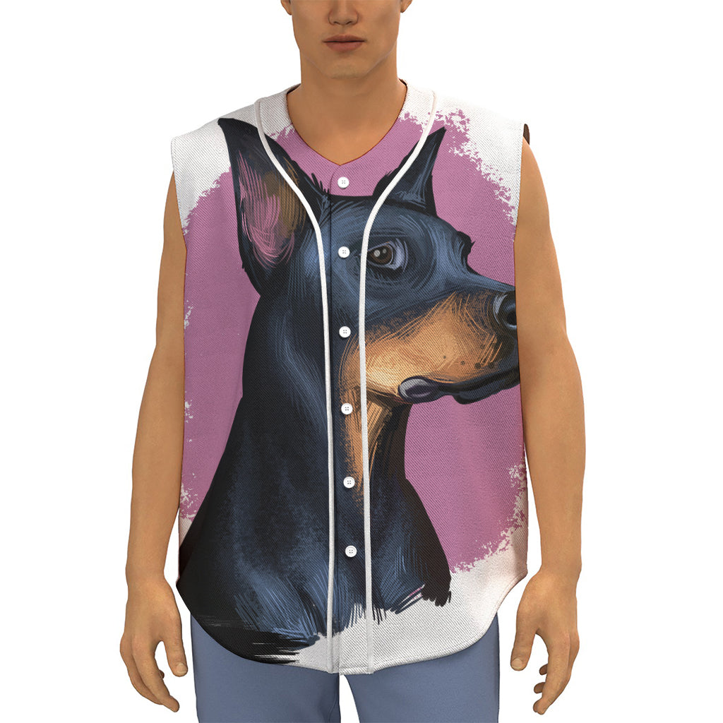 Dobermann Portrait Print Sleeveless Baseball Jersey