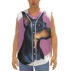 Dobermann Portrait Print Sleeveless Baseball Jersey