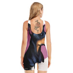 Dobermann Portrait Print Sleeveless One Piece Swimsuit