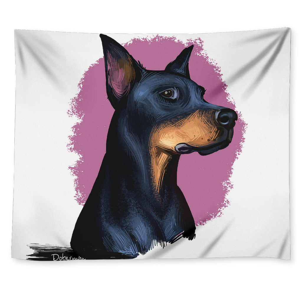 Dobermann Portrait Print Tapestry