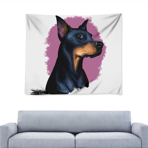 Dobermann Portrait Print Tapestry