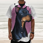 Dobermann Portrait Print Textured Short Sleeve Shirt