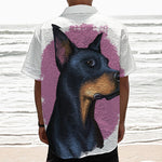 Dobermann Portrait Print Textured Short Sleeve Shirt