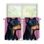 Dobermann Portrait Print Tier Curtains