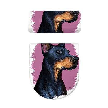 Dobermann Portrait Print Toilet Lid And Tank Cover Set
