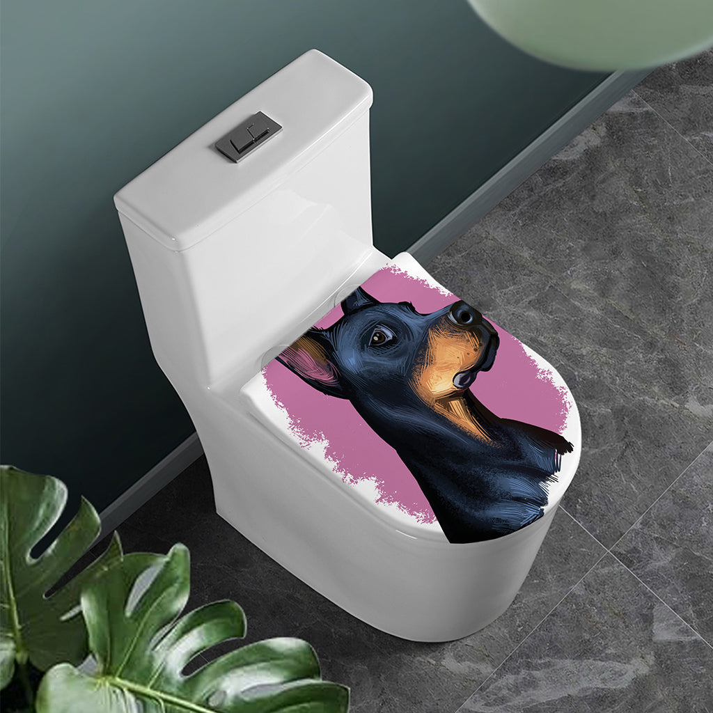 Dobermann Portrait Print Toilet Lid Cover