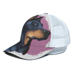 Dobermann Portrait Print White Mesh Trucker Cap