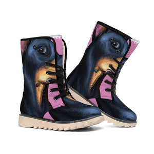 Dobermann Portrait Print Winter Boots