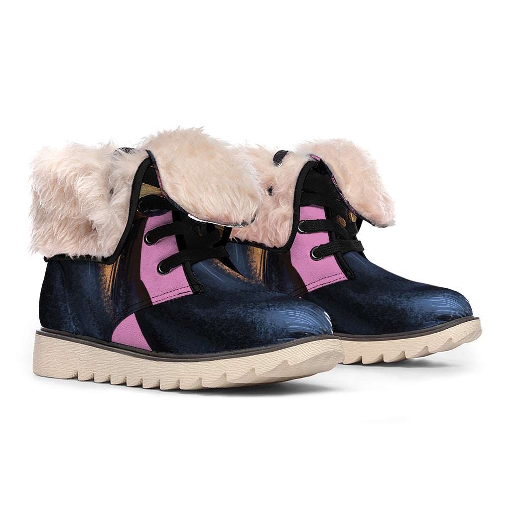 Dobermann Portrait Print Winter Boots