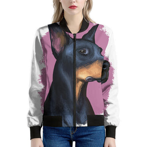 Dobermann Portrait Print Women's Bomber Jacket