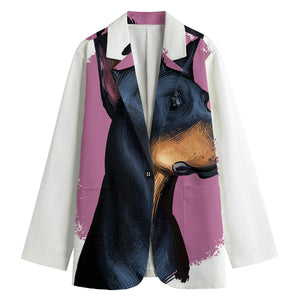 Dobermann Portrait Print Women's Cotton Blazer