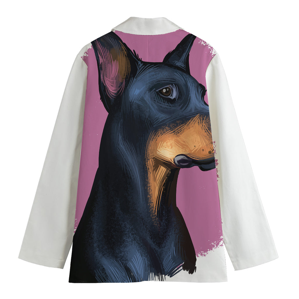 Dobermann Portrait Print Women's Cotton Blazer