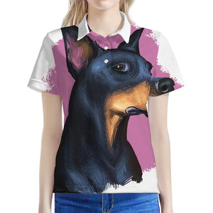 Dobermann Portrait Print Women's Polo Shirt