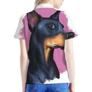 Dobermann Portrait Print Women's Polo Shirt