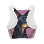 Dobermann Portrait Print Women's Sports Bra