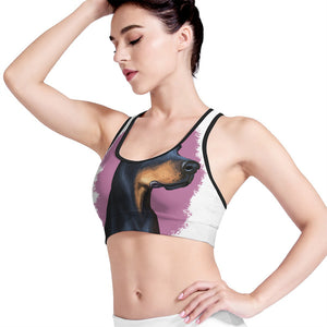 Dobermann Portrait Print Women's Sports Bra