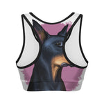 Dobermann Portrait Print Women's Sports Bra