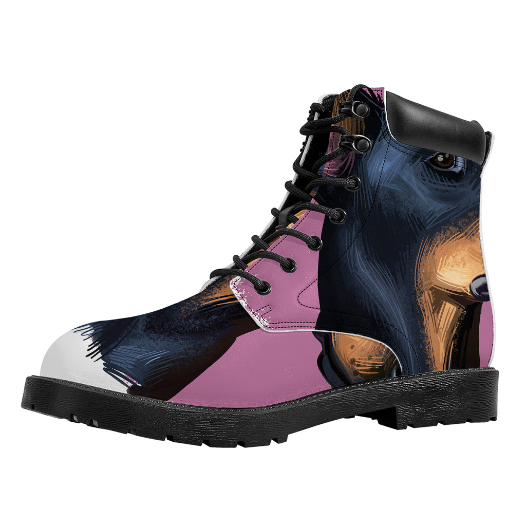 Dobermann Portrait Print Work Boots