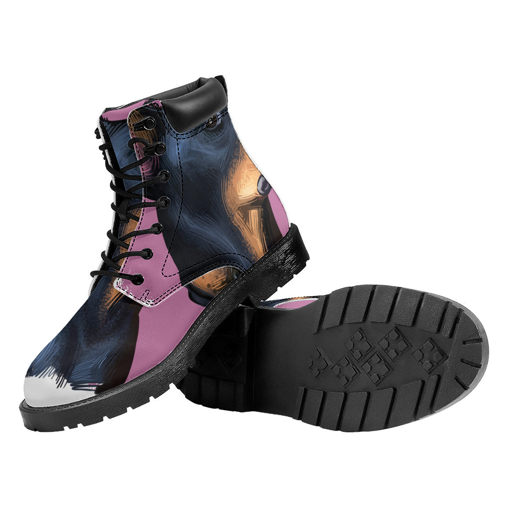 Dobermann Portrait Print Work Boots