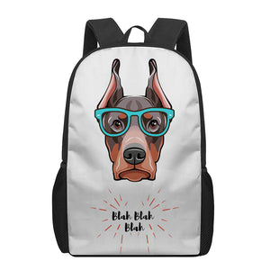 Dobermann With Glasses Print 17 Inch Backpack