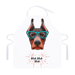 Dobermann With Glasses Print Adjustable Apron