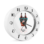 Dobermann With Glasses Print Alarm Clock