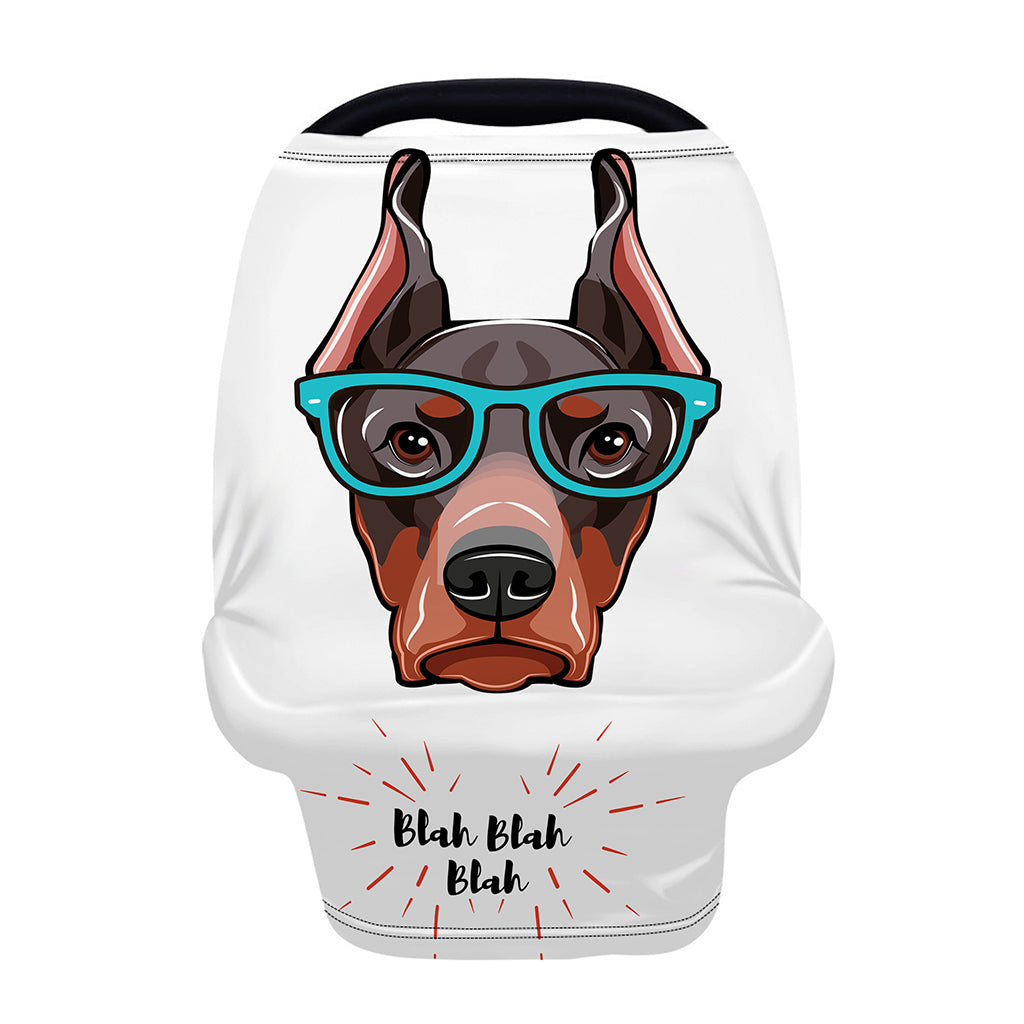 Dobermann With Glasses Print Baby Seat Cover