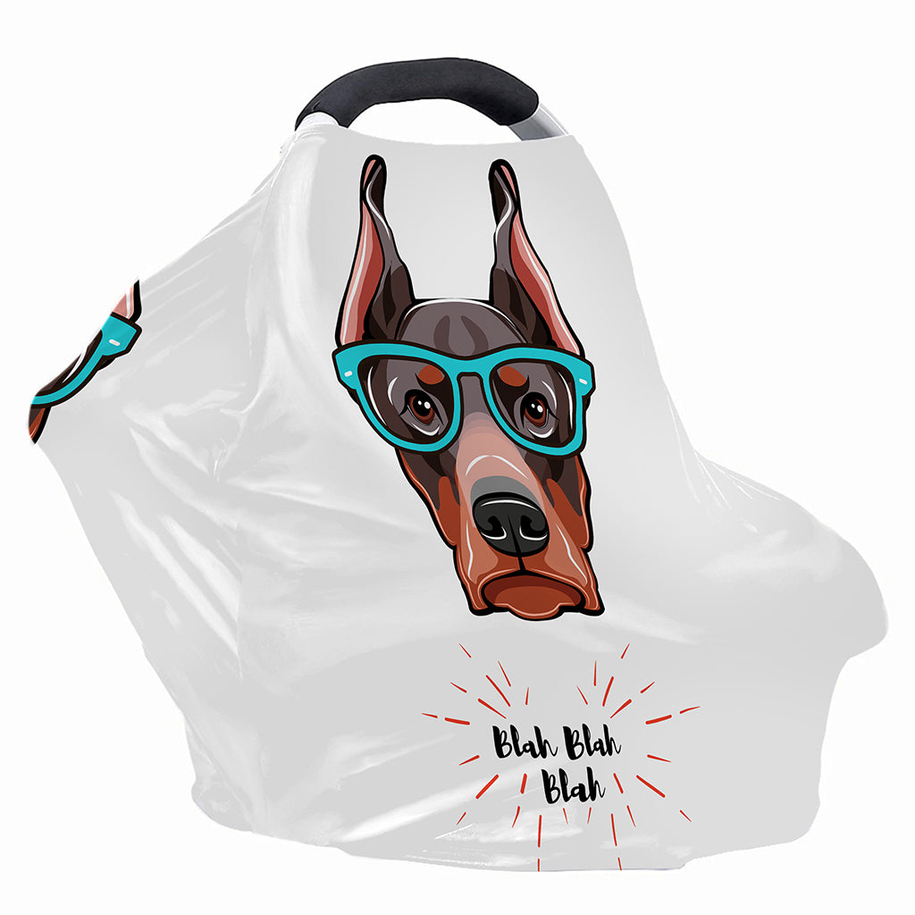 Dobermann With Glasses Print Baby Seat Cover