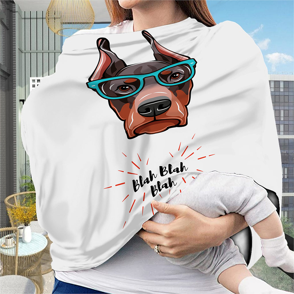 Dobermann With Glasses Print Baby Seat Cover