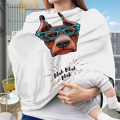 Dobermann With Glasses Print Baby Seat Cover