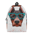 Dobermann With Glasses Print School Backpack