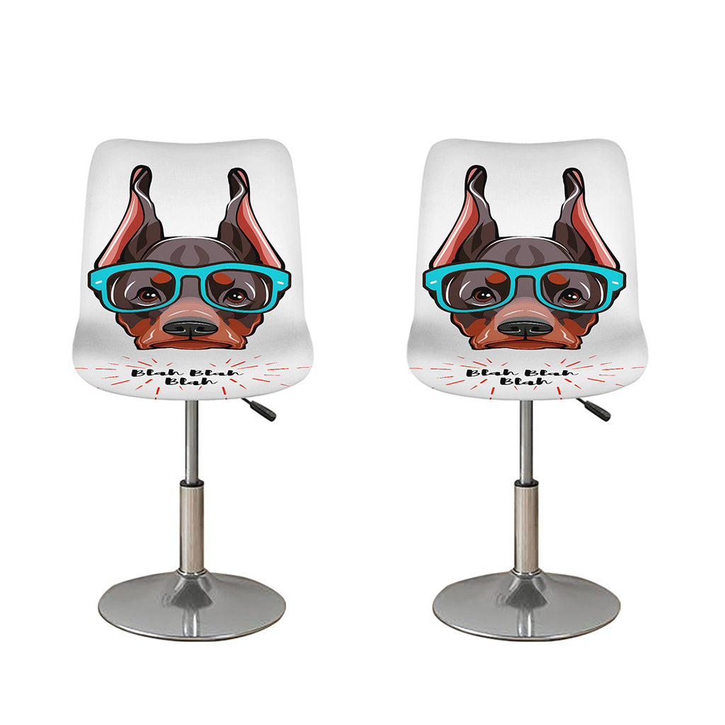 Dobermann With Glasses Print Bar Stool Covers