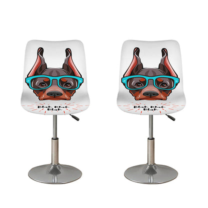 Dobermann With Glasses Print Bar Stool Covers