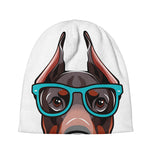 Dobermann With Glasses Print Beanie