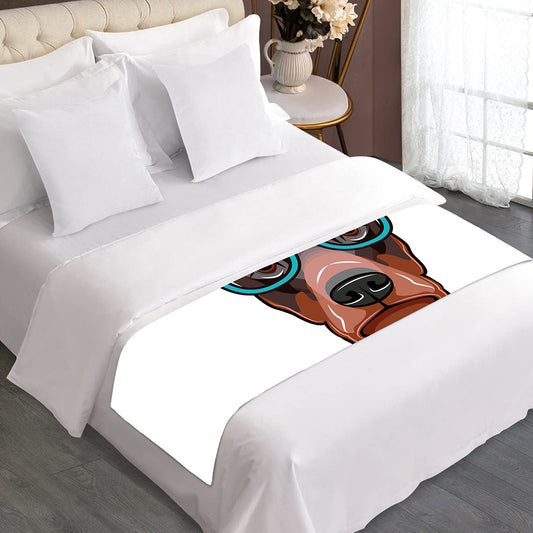 Dobermann With Glasses Print Bed Runner