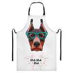 Dobermann With Glasses Print Bib Apron With Pocket