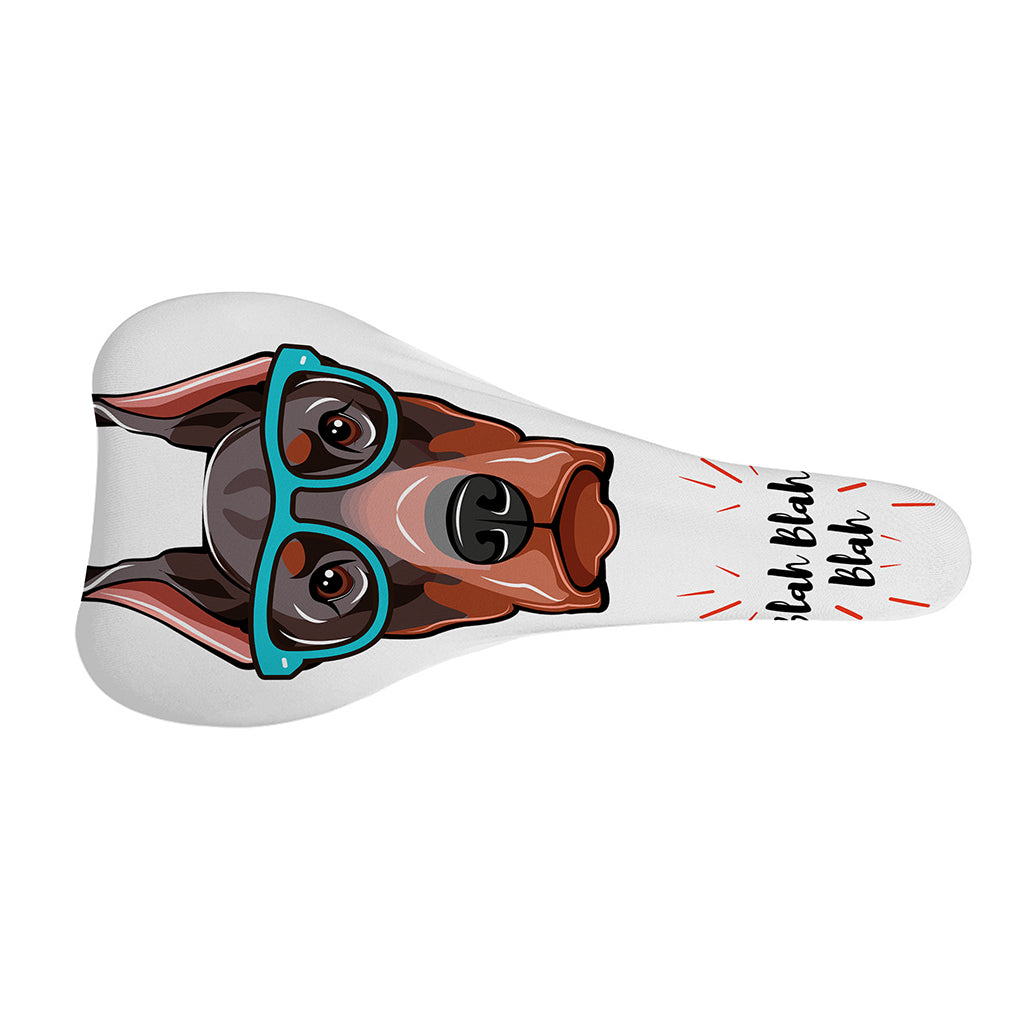 Dobermann With Glasses Print Bicycle Seat Cover