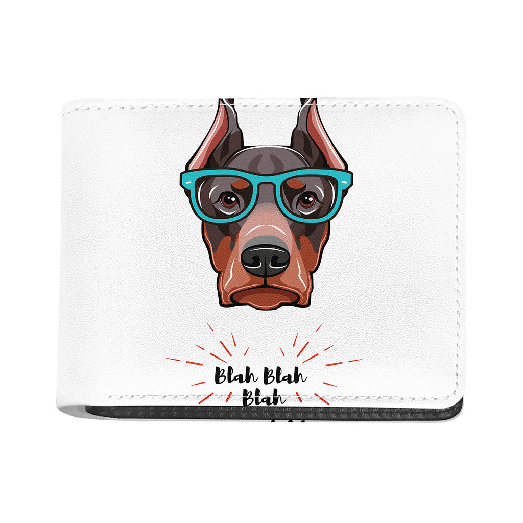 Dobermann With Glasses Print Bifold Wallet
