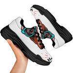 Dobermann With Glasses Print Black Chunky Shoes